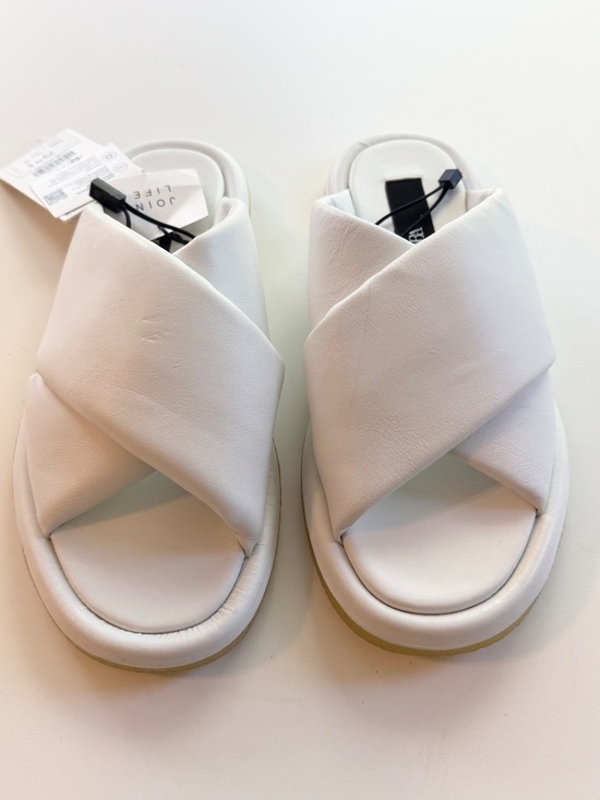 Zara Shoes - NWT Zara White Genuine Leather Crossover Slide Sandals